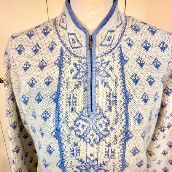 Orvis' Women's Nordic/Icelandic Blue Sweater with 1/4 Zip - Picture 1 of 9